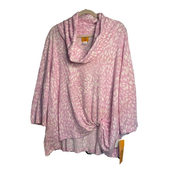 NWT Ruby Rd. Women's 3/4 Sleeve Cowl Neck Blouse – Pink & White, 2X - Picture 2 of 6